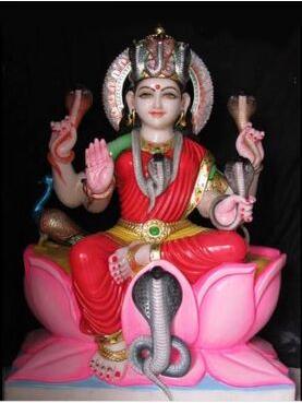 Polished Marble Mansa Devi Statue, for Worship, Size : 3.3 Feet