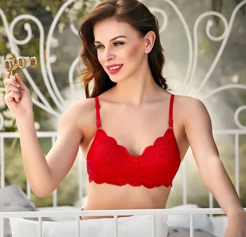 Non Padded Lace Bridal Bra, Size : 30B - 40B, Color : Red, Cherry