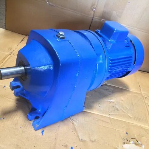 Blue Round Cast Iron Powder Coated Inline Helical Geared Motor