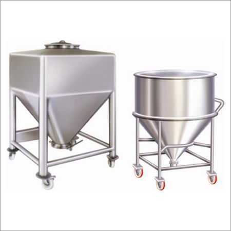 Silver Automatic Customised Stainless Steel IPC Bin Bunker, for Pharma Industry