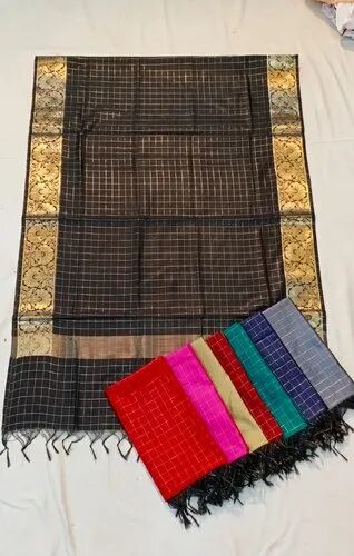 Check banarasi silk dupatta, Length : 2.3 Meter