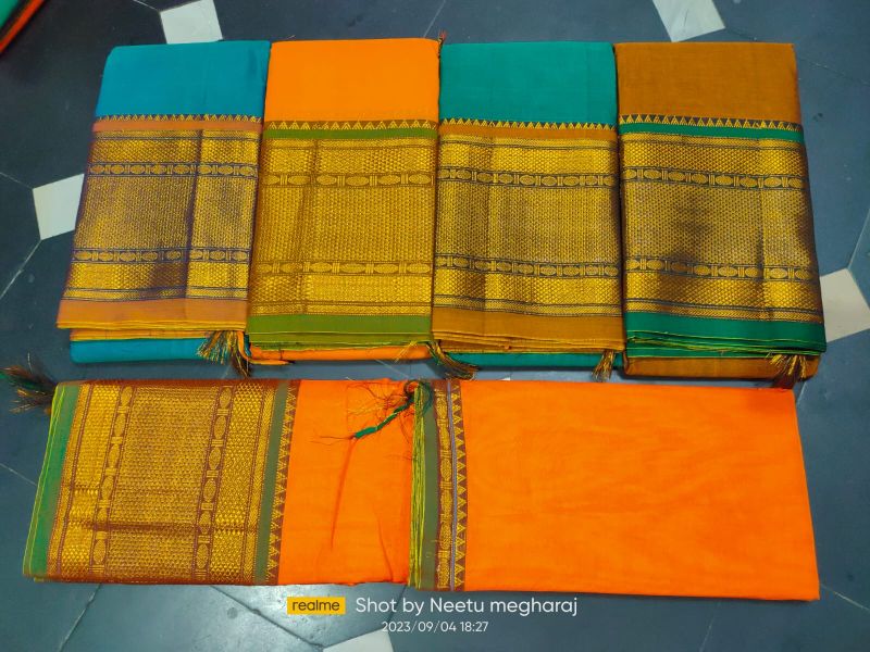 Jari Rudraxi Big Border Mercerised Cotton Saree