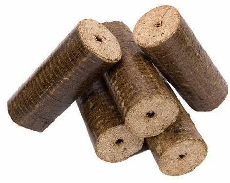 Wood Cylindrical Biomass Briquettes, Color : Brown