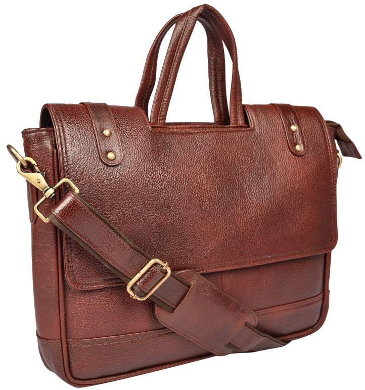 Plain Leather laptop bags, Color : Brown