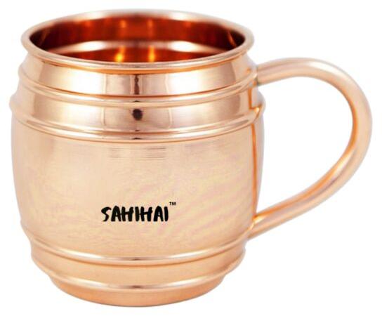 Copper lines hammer barrel mug, Capacity : 500ML