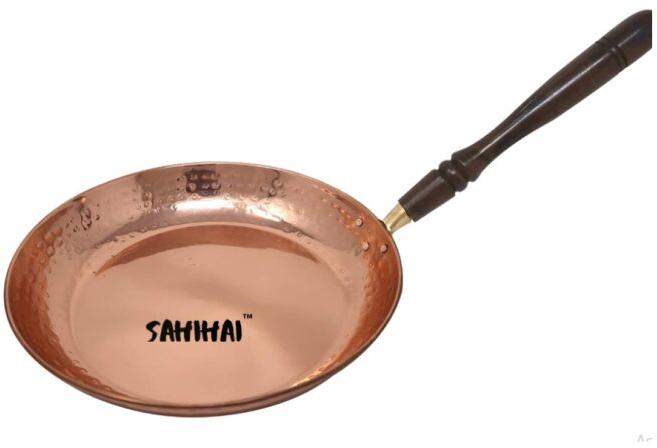 Copper Frying Pan With Wooden Handle