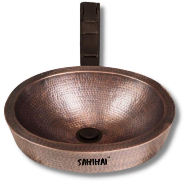 Round COPPER HAND HAMMERED SKIRTED SINK, for Hotel