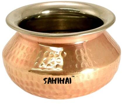 Round Copper Steel Copper Punjabi Handi