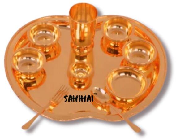Sahi Hai copperware copper gold thali set