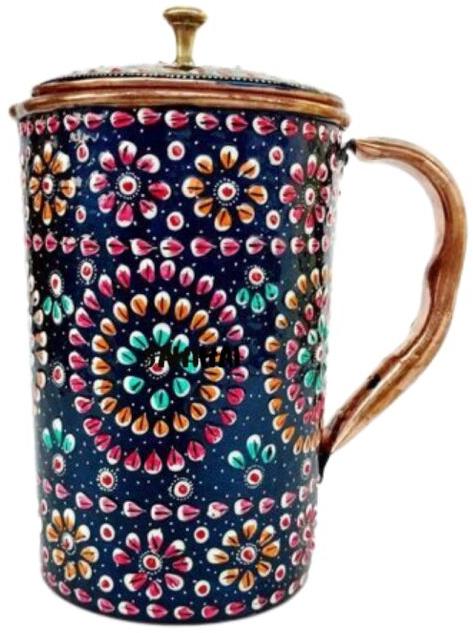 Sahi Hai PURE COPPER JUG HAND PAINTING DECORATED