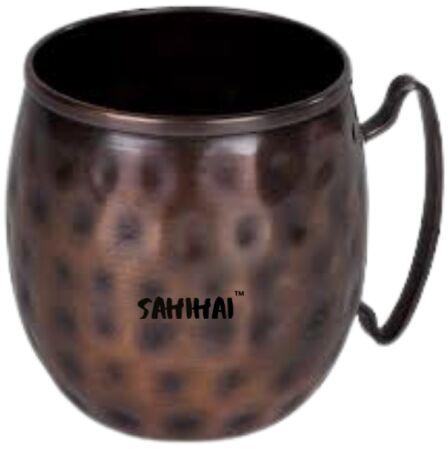 ROUND STAINLESS STEEL HAMMERED MOSCOW MULE MUG, Color : COPPER COLOR