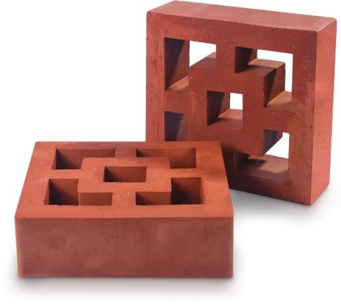 Solid Square Clay Ventilation Jali, for Construction, Color : Red
