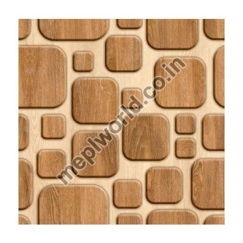 Square 3D Wood Finish Ceramic Wall Tiles, for Interior, Packaging Type : Cardboard Box