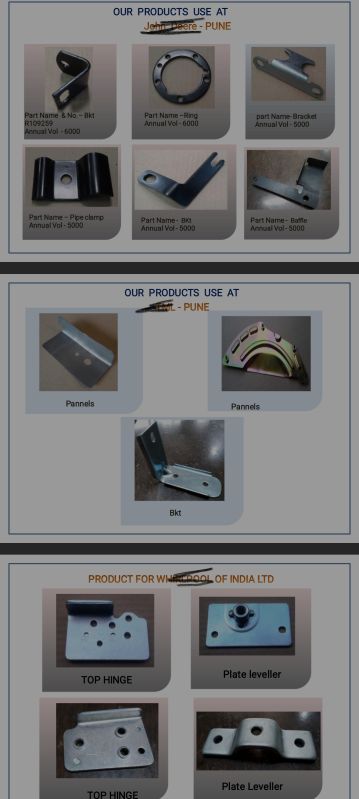 Zinc Coated Sheet Metal Press Components, For Industrial Use, Technics : Machine Made