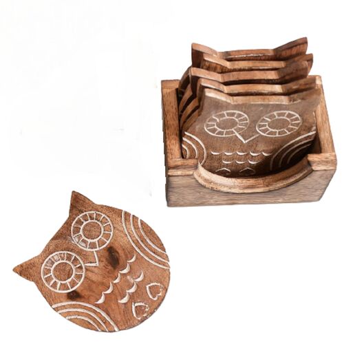 Wooden Tea Coaster Set, Shape : Rectangle(Coaster Stand)