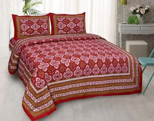 Multicolor Cotton Double Bed Sheet, for Lodge, House, Hotel, Size : Multisizes
