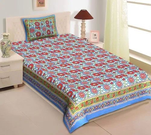 Printed Cotton Single Bed Sheet, for Picnic, Hotel, Home, Feature : Stone Work, Impeccable Finish