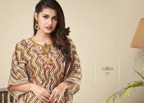 Stitched 3/4th Sleeve Printed Silk Kurti, Occasion : Party Wear