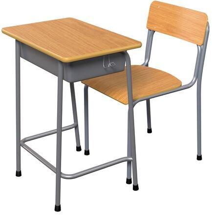 Rectangular Polished Wood School Desk, Pattern : Plain