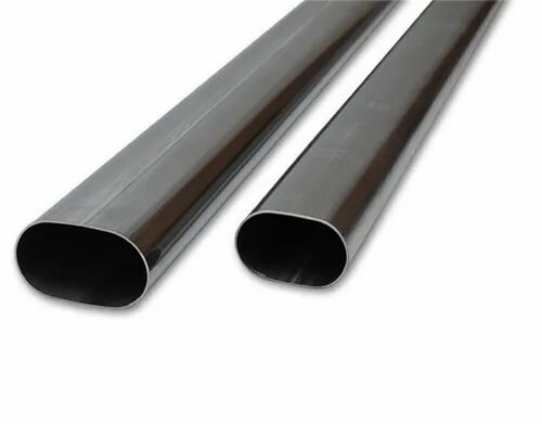 Silver Polished Stainless Steel Oval Pipe, For Industrial, Size : All Sizes