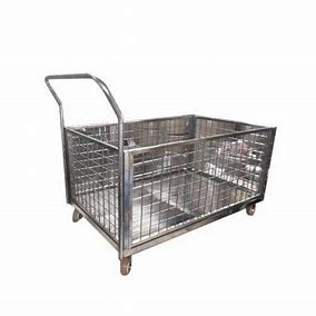Scoya Rectangular Polished stainless steel cage trolley, for Industrial, Style : Modern