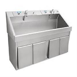 Polished Stainless Steel Medical Scrub Sink Unit, for Surgical, Laboratory, Feature : Anti Corrosive
