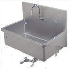 Surgical Scrub Sink With Foot Pedal, for Laboratory, Feature : Anti Corrosive, Durable, Eco-Friendly