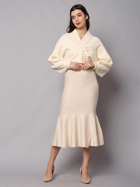 High Quality Knitted Demure Womens Cardigan &amp;amp;amp; Fishtail Skirt