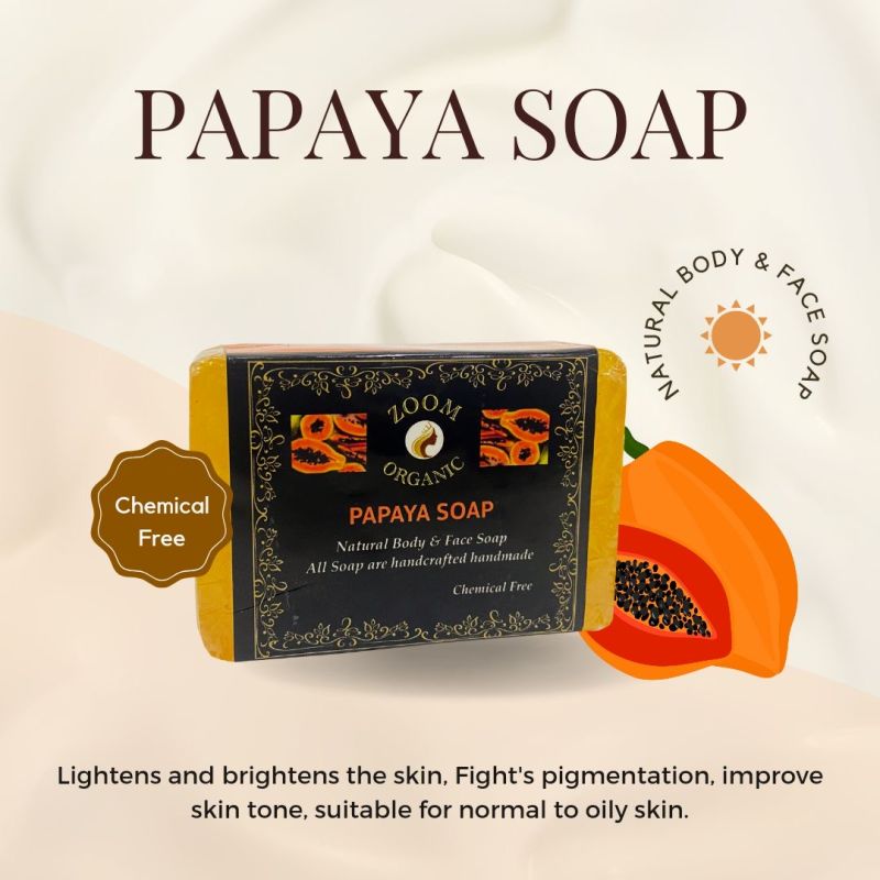 Solid Square Papaya Body & Face Soap, Packaging Type : Paper Box