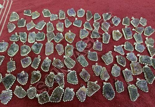 Crystal Stone Amethyst Cluster Pendant for Healing, Meditation