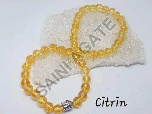 Polished Citrine Gemstone Bracelet, for Love, Romance, Healing, Feature : Durable, Shiny Looks, Sturdiness