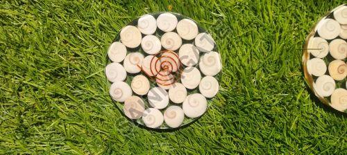 Fine Finished Stone Saini Agate Gomati Chakra Orgone Coaster, for Vastu, Color : White