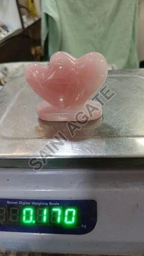 170 Gm Polished Saini Agate Designer Rose Quartz Heart, For Healing, Reki, Meditation, Color : Pink