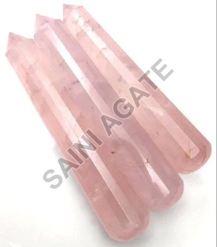 Pink Saini Agate Stone Rose Quartz Yoni Wand, for Massage