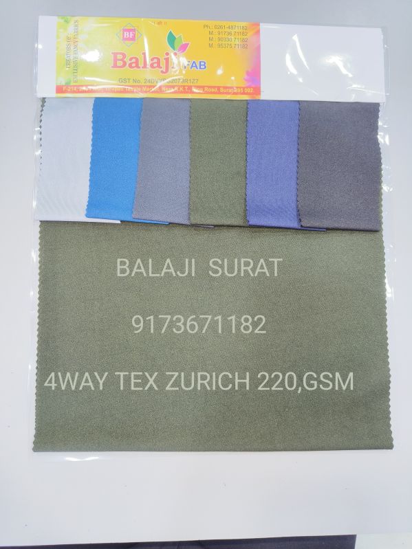 Zurich 4 way lycra fabric, Certification : Gst