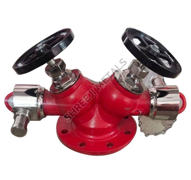 Red High Pressure Heavy Double Head Hydrant Valve, Feature : Durable, Easy Maintenance