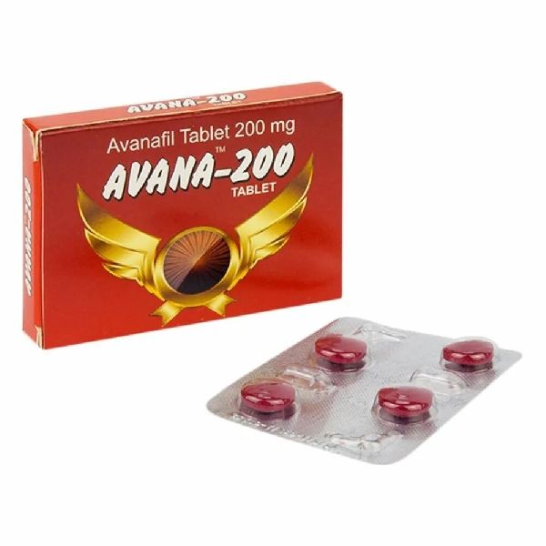 Red Avana 200mg Tablets, for Personal, Hospital, Clinical, Packaging Type : Pack