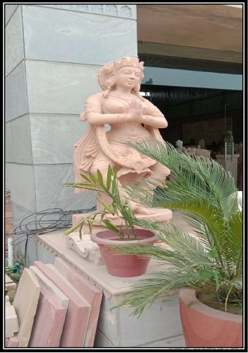 Pink Sandstone Outdoor Sculpture, for Home Decoration