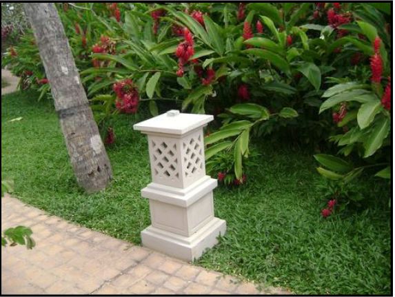 Electric White Sandstone Lamp Post, for Decoration