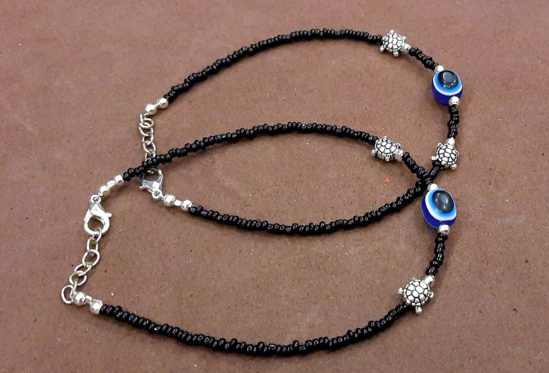 Handcrafted Adjustable Mystic Turtle Evil Eye Anklets