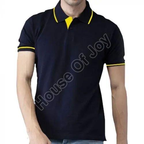 Cotton Black Mens Polo T-Shirt, Size : XL