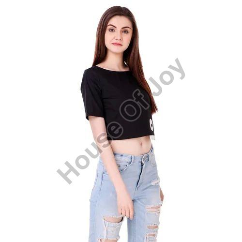 Round Plain Ladies Cotton Crop Top, Feature : Quality Assured