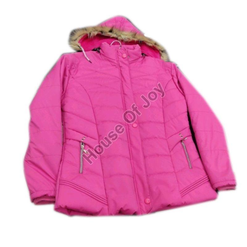 Ladies Pink Fur Hooded Jacket, Occasion : Casual Wear