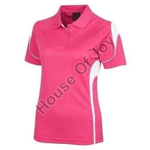 Pink Half Sleeve Plain Polyester Ladies Sports T-Shirt, Size : M, XL