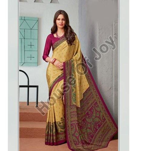 Party Wear Crepe Silk Sarees, Feature : Anti Shrink, Attractive Designs, Comfortable