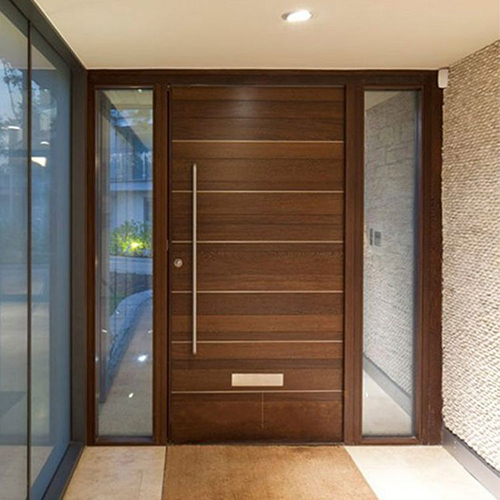 Plain Finished Solid wood Teak Veneer Doors, Size : Multisizes