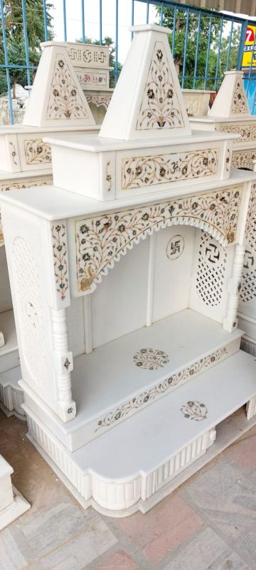 Polished White Marble Temple, for Worship, Size : Multisize