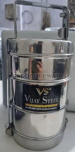 Polished Stainless Steel Bombay Tiffin, for Packing Food, Color : Silver