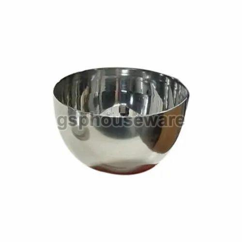 Silver Round Plain Stainless Steel Chiku Bowl, Size : 6.5 Inch