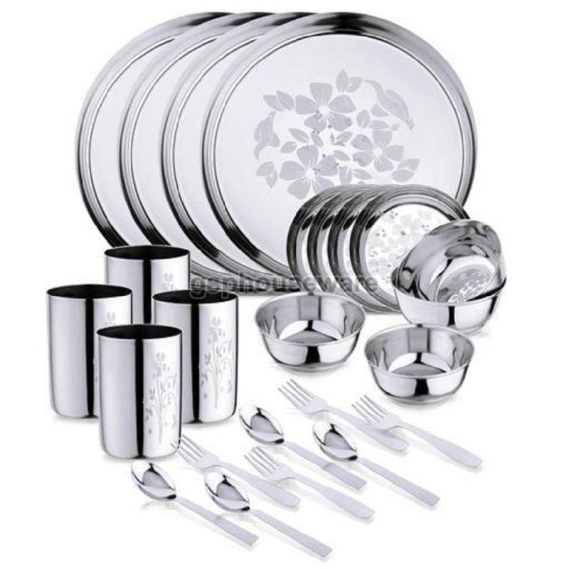 Silver Stainless Steel Dinner Set, for Serving Food